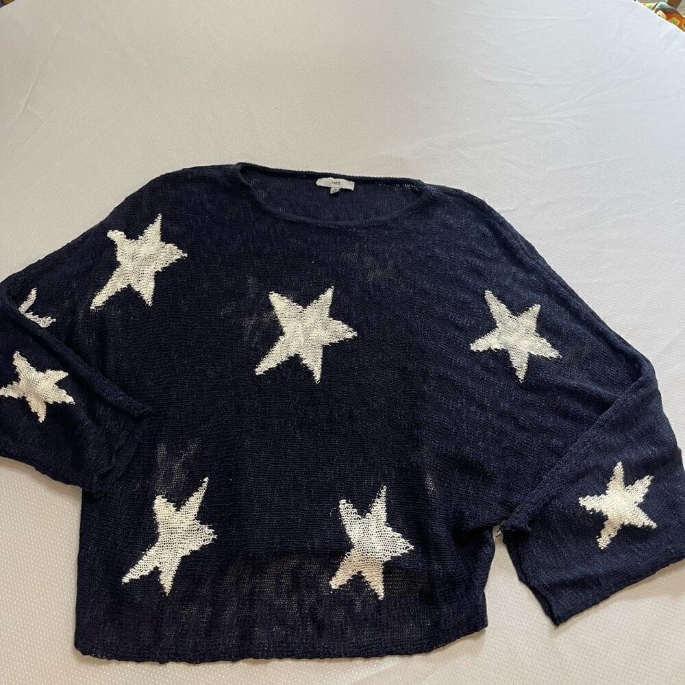 FATE Blue White Star Top Blouse Size Medium